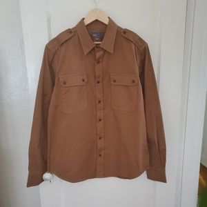 VINCE Twill Military Work Shirt, Carmel
